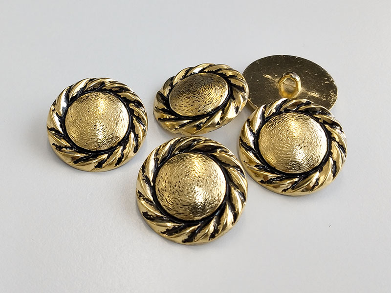 www.knopfparadies.de - 5227go - Schwere, altgoldfarbene Metallknöpfe