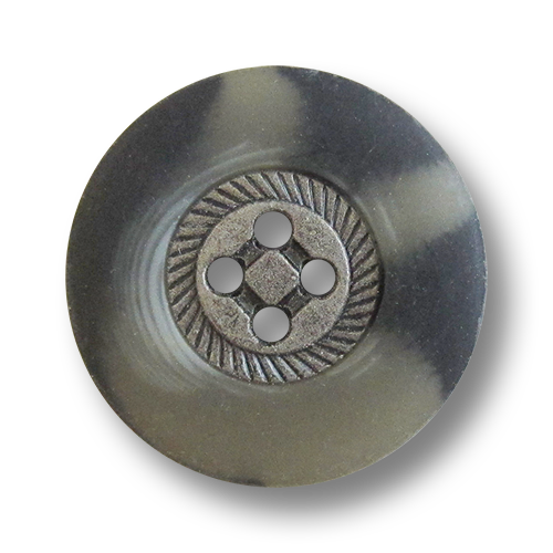 www.knopfparadies.de - 1014gb - Trachtige Vierlochknöpfe mit Metallmitte und Kunststoffrand