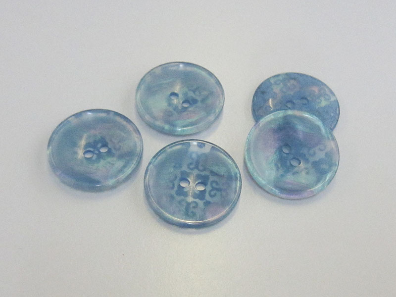 www.knopfparadies.de - 3534bl - Blau schillernde Kunststoffknöpfe