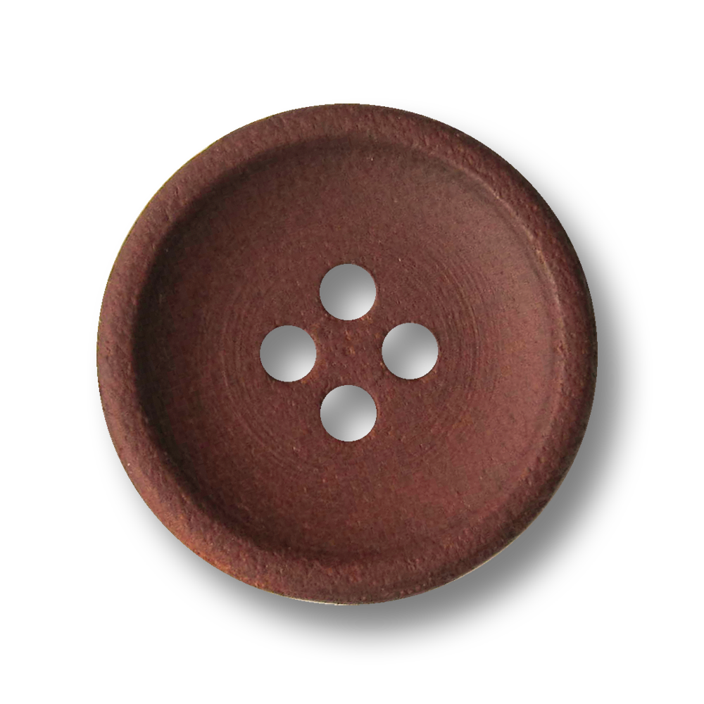 Schlichter brauner Vierloch Knopf aus echtem Leder