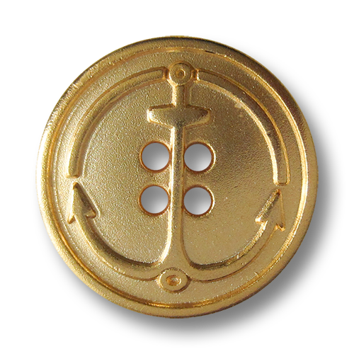 www.Knopfparadies.de - 5804mg - Maritime Ankerknöpfe aus Metall in Matt Gold