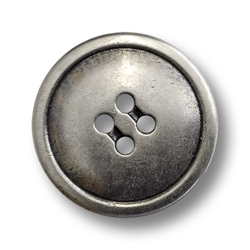 www.knopfparadies.de - 6284as - Flache, altsilberfarbene Metallknöpfe mit vier Löchern