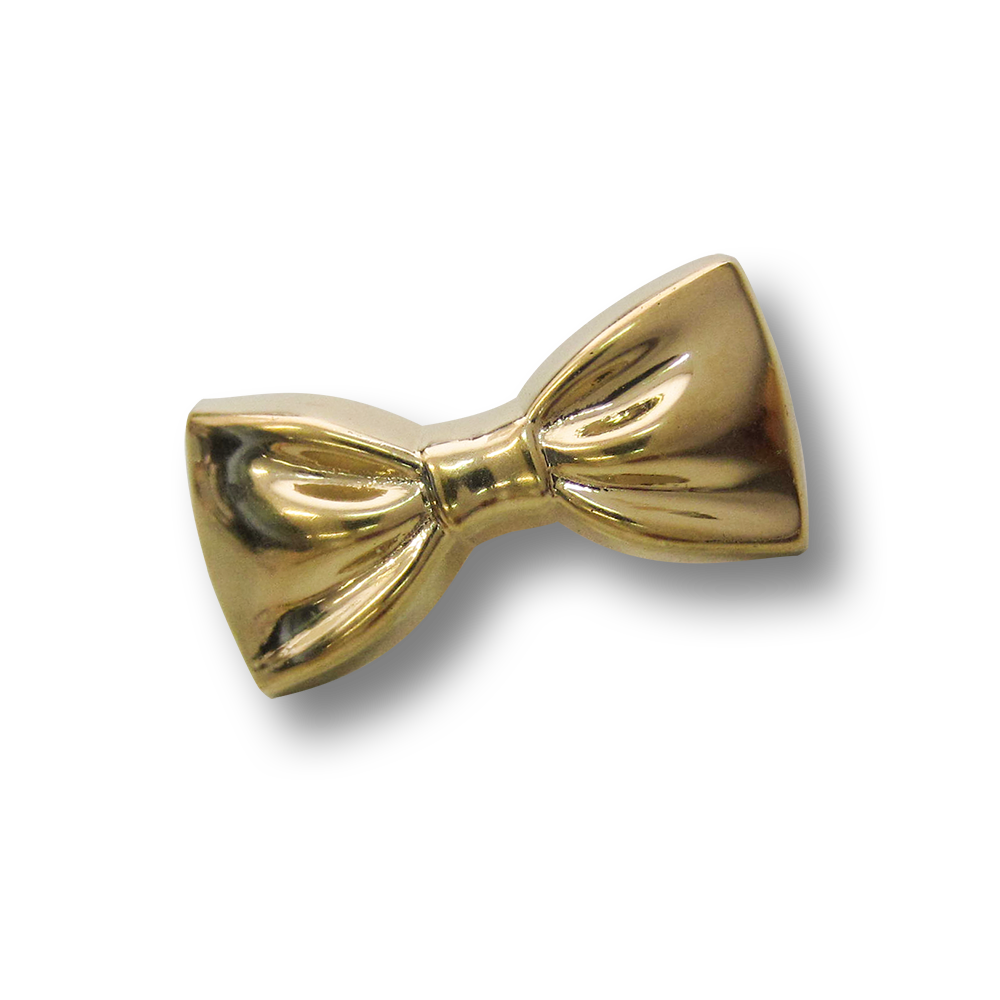 Niedlicher goldfarbener Ösen Kunststoff Knopf wie Schleife