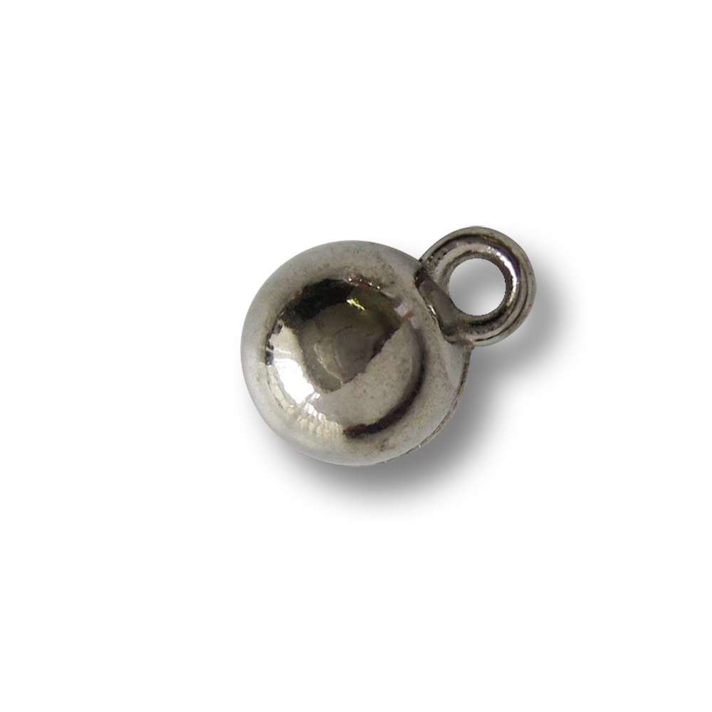 www.knopfparadies.de - 5553sg - Kleiner kugelrunder Metallknopf glänzend silberfarben