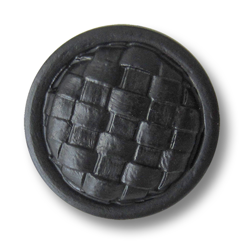 www.Knopfparadies.de - 4420sc - Rustikale schwarze Kunststoffknöpfe mit Web Muster wie Lederknöpfe