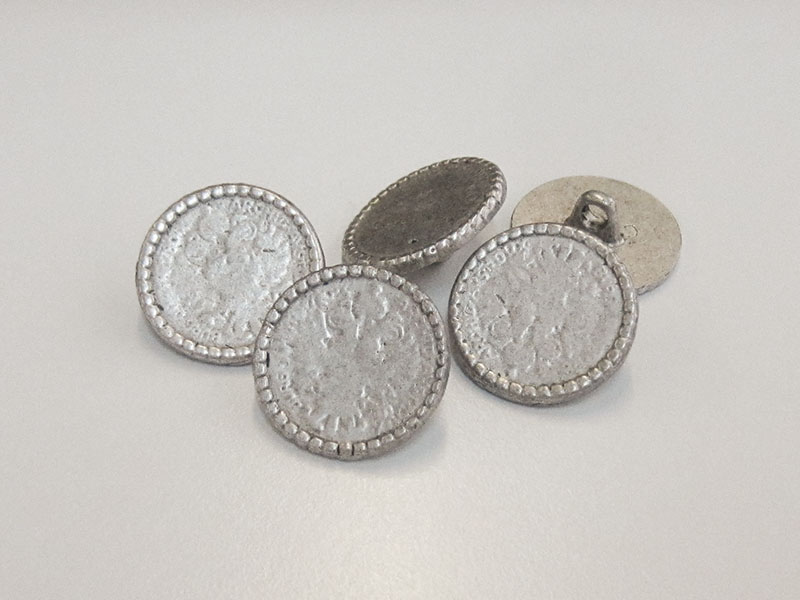 www.Knopfparadies.de - j023as - Silberne Münzknöpfe aus Metall mit Adler-Motiv