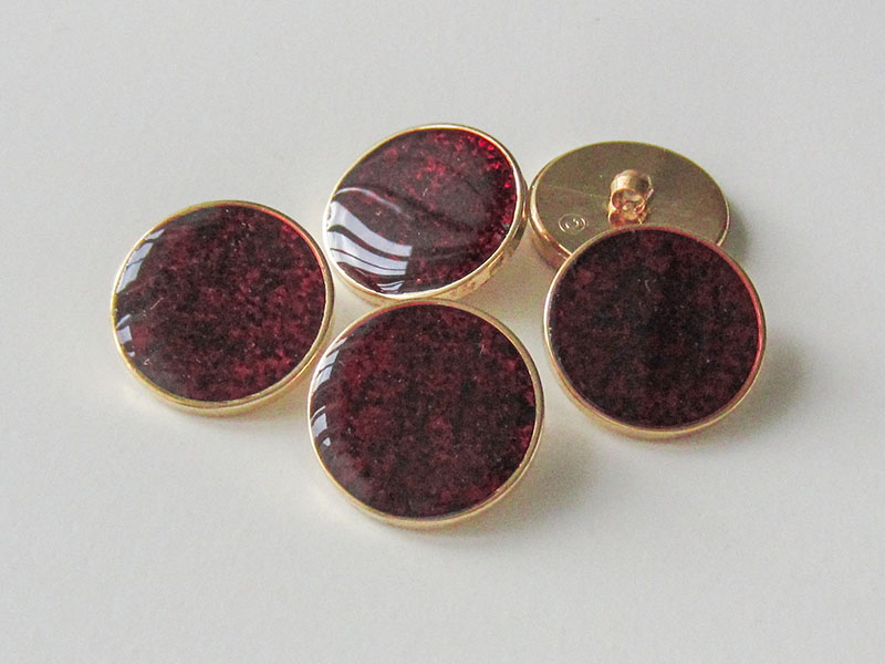www.Knopfparadies.de - 3810ro - Schimmernde rot goldene Kunststoffknöpfe in Metalloptik
