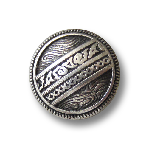 Altsilberfarbener Metallknopfmit Fantasiemuster