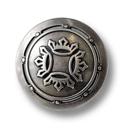 www.knopfparadies.de - 1264as - Altsilberfarbene Metallknöpfe mit mondänem Motiv: Kronen