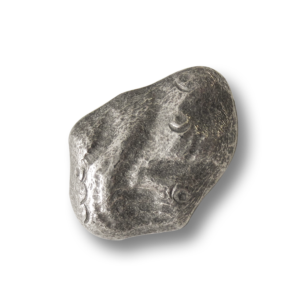 Steinförmiger Knopf aus Kunststoff in Altsilberfarben