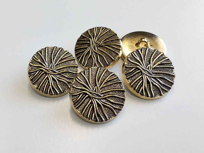 www.knopfparadies.de - 6289ag - Leichte, altgoldfarbene Kunststoffknöpfe