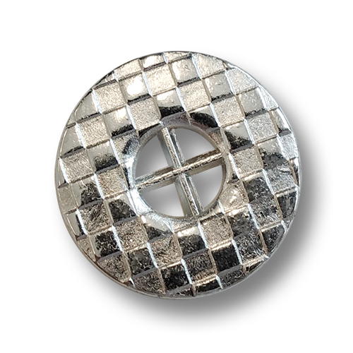 www.knopfparadies.de - 0342si - Silberfarbene Metallknöpfe mit Schachbrettmuster