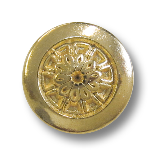 www.Knopfparadies.de - r296go - Reizende Ösenknöpfe aus Metall in Gold mit floralem Motiv