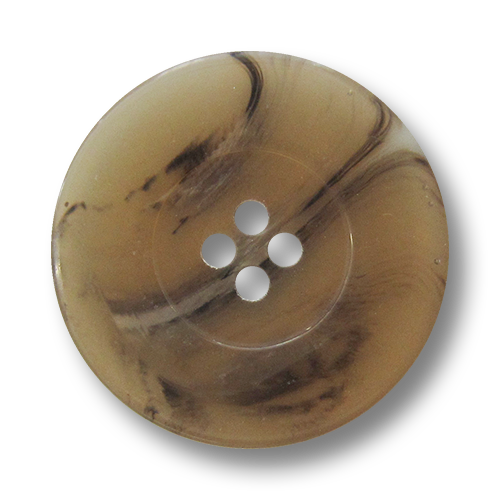 www.Knopfparadies.de - 3007be - Elegante Vierloch Kunststoffknöpfe In Horn Optik mit breitem Rand