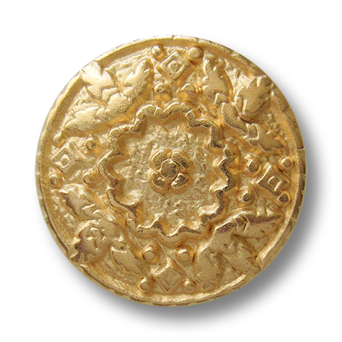 www.Knopfparadies.de - 0495mg - Goldene Metallknöpfe mit üppiger Verzierung