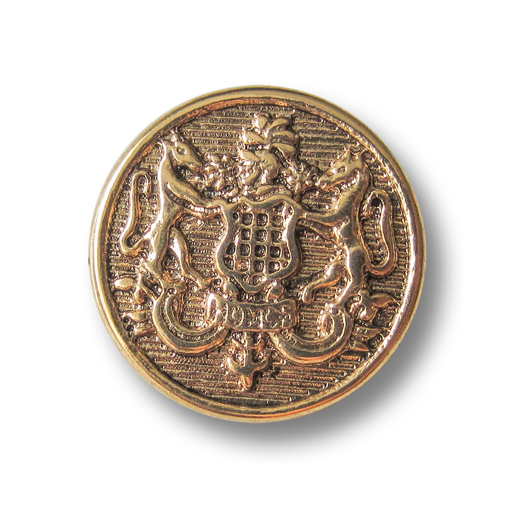 Altgoldfarbener Wappenknopf aus altgoldfarbenem Metall