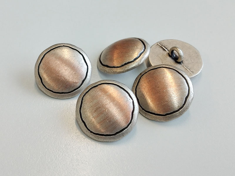www.knopfparadies.de - 2950ks - Bicolor Metallknöpfe in silber- und kupferfarben - Günstigere B-Ware