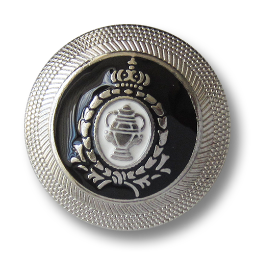 Edle Blazerknöpfe in schwarz / silber mit Krone, Lorbeerkranz und Pokal