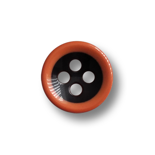 www.knopfparadies.de - 6751or - Orange-schwarz gestreifte Kinderknöpfe aus Kunststoff