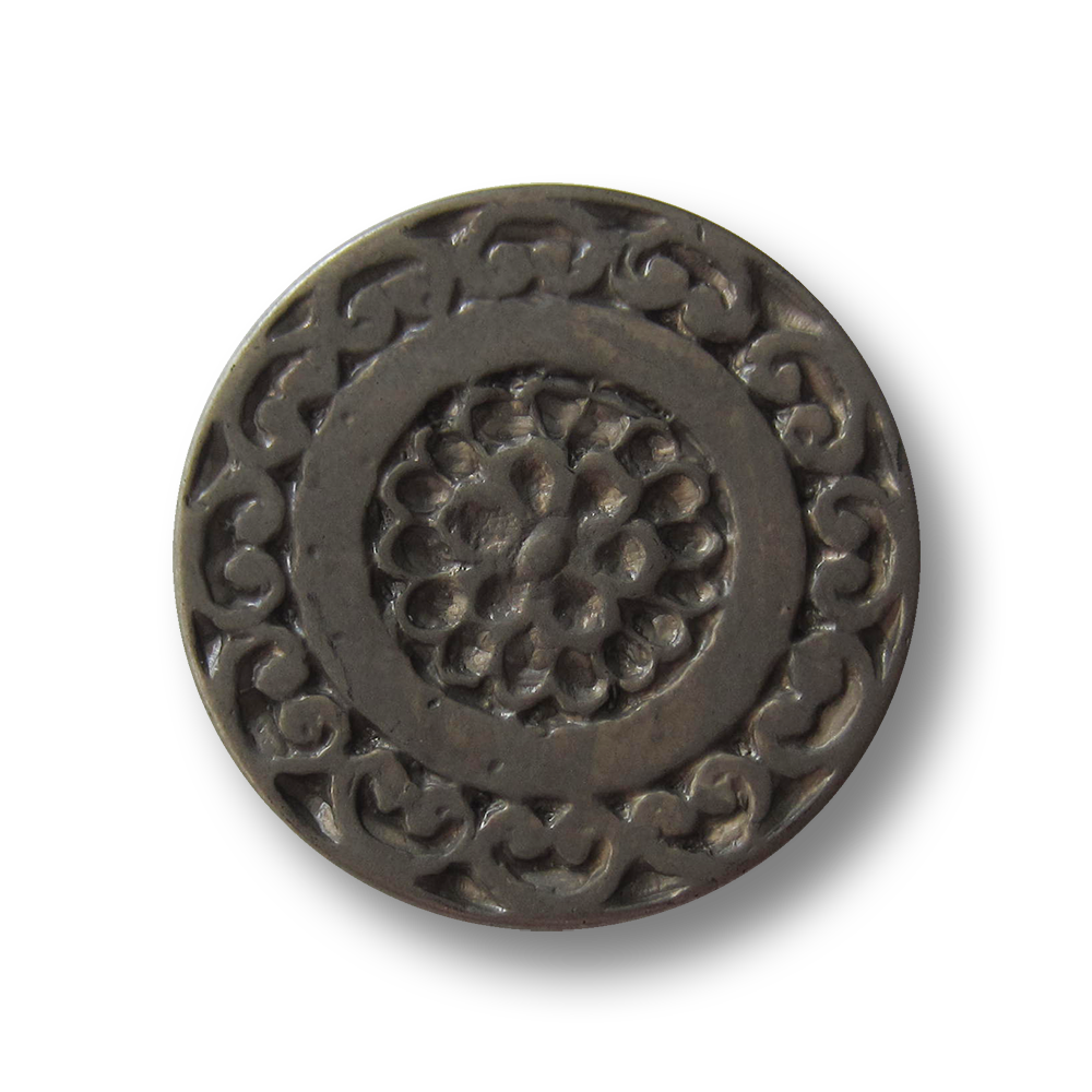 Alt wirkender metallic altsilberfb. Ornament Knopf