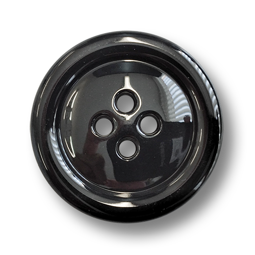www.knopfparadies.de - 2097sc - Schwarze Kunststoffknöpfe mit vier Löchern