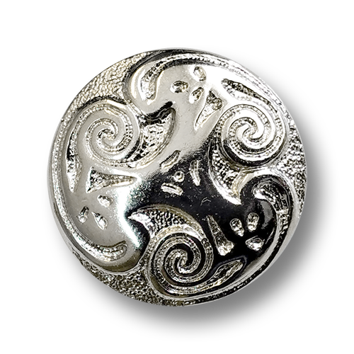 www.knopfparadies.de - 6659sg - Glänzend silberfarbene Kunststoffknöpfe mit Spiralmuster