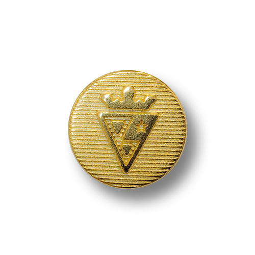 www.knopfparadies.de - 3961go - Kleine, goldfarbene Metallknöpfe mit gekröntem Wappen