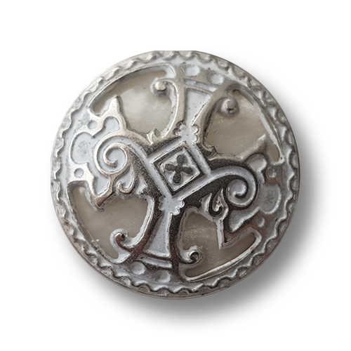www.knopfparadies.de - 5918ws - Üppige Metallknöpfe mit Kunststoff-Inlay