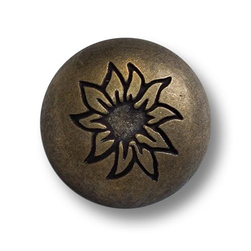www.knopfparadies.de - 6891am - Altmessingfarbene, leichte Trachtenknöpfe mit Edelweiß-Motiv