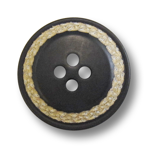www.knopfparadies.de - 5094sc - Schwarze Vierlochknöpfe mit abgesetztem Rand
