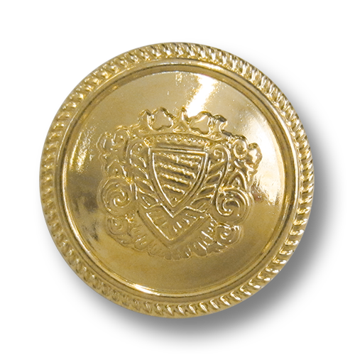 www.knopfparadies.de - 5977gg - Glänzend goldfarbene Metallknöpfe mit Wappenmotiv