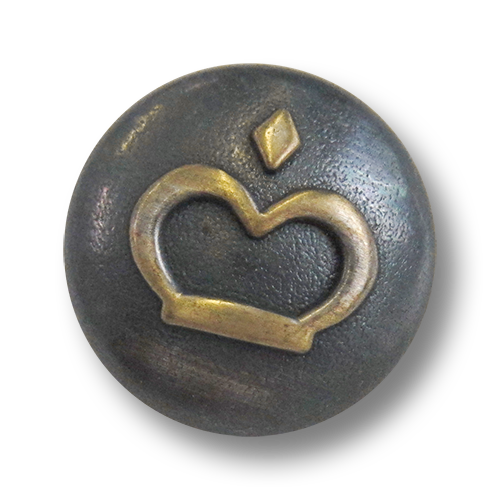 www.knopfparadies.de - r330gs - Eisenfarbene Metallknöpfe mit Kronenmotiv
