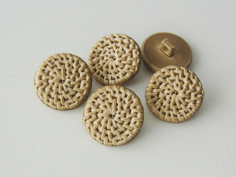 www.Knopfparadies.de- 5287be - Beige Kunststoffköpfe wie geflochtener Bast