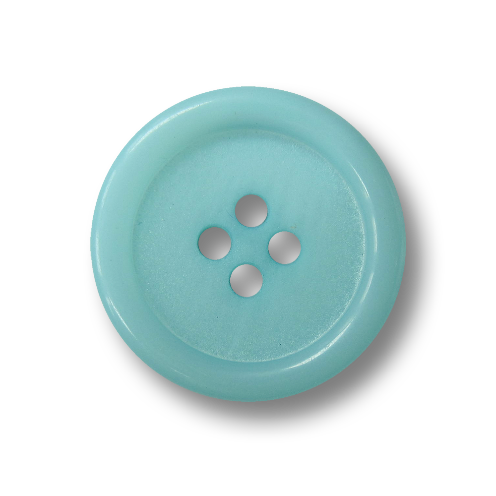 Hübscher hell türkis blauer Vierloch Kunststoff Knopf