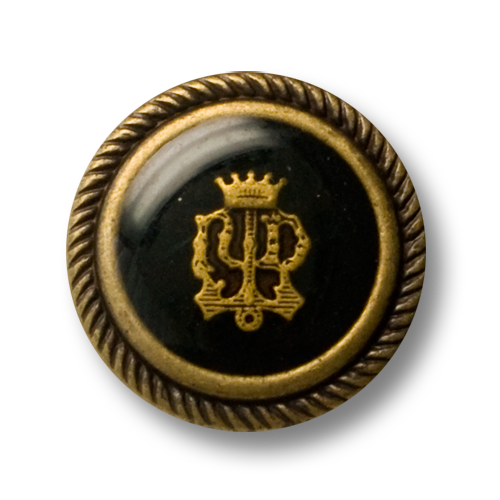 Edle Blazerknöpfe mit Wappen und Krone in altmessing & schwarz
