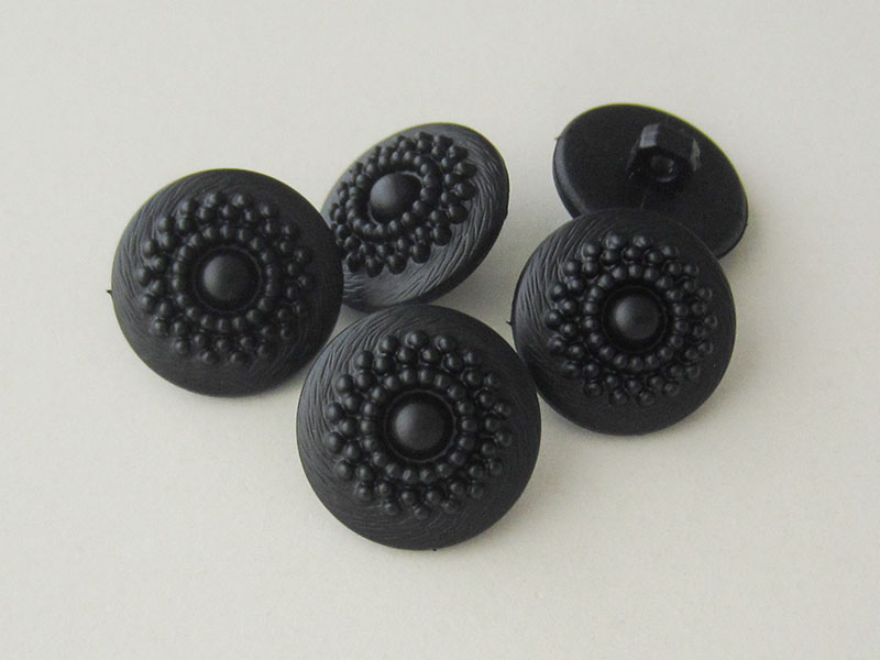 www.Knopfparadies.de - 5308sc - Nostalgische Ösenknöpfe aus Kunststoff in Schwarz