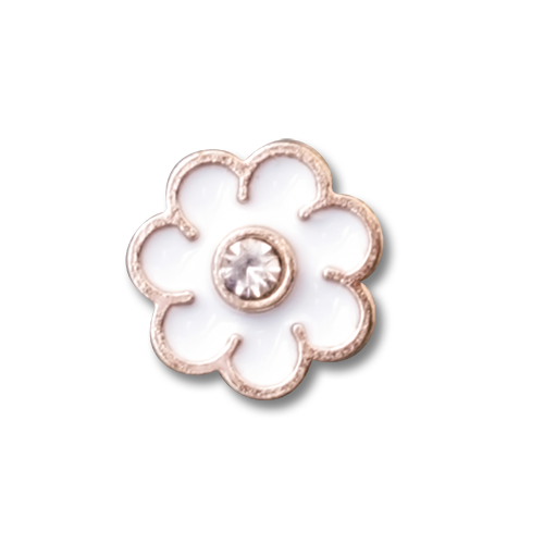Kleiner Glitzer Knopf in Rosegold Weiß mit Kristallstein wie Blume