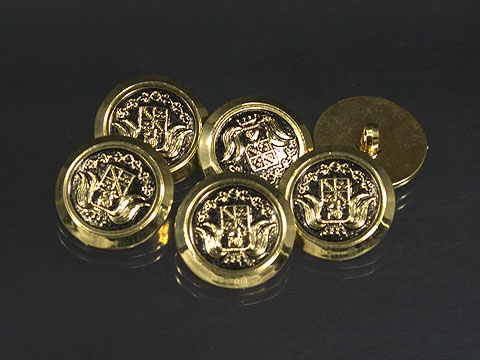 3951gs/6x - Set mit 6 altgoldfarbenen Wappenknöpfen