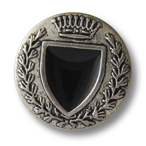 www.Knopfparadies.de - 4069si - Noble schwarz silberne Wappenknöpfe aus Metall
