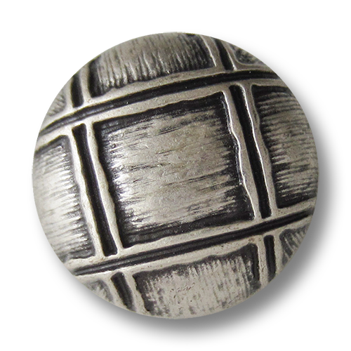 www.Knopfparadies.de - 3554as - Gewölbte Metallknöpfe in Silber mit Vierecken
