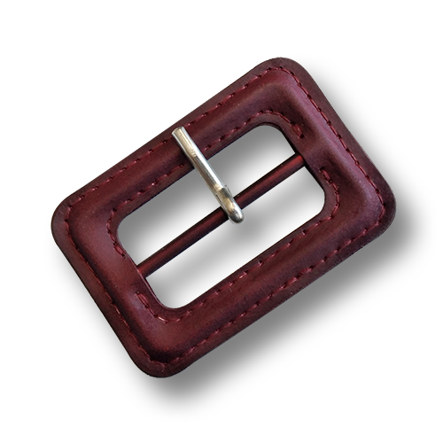 www.knopfparadies.de - 6405rb - Rotbraune Lederschnallen mit silberfarbenem Dorn