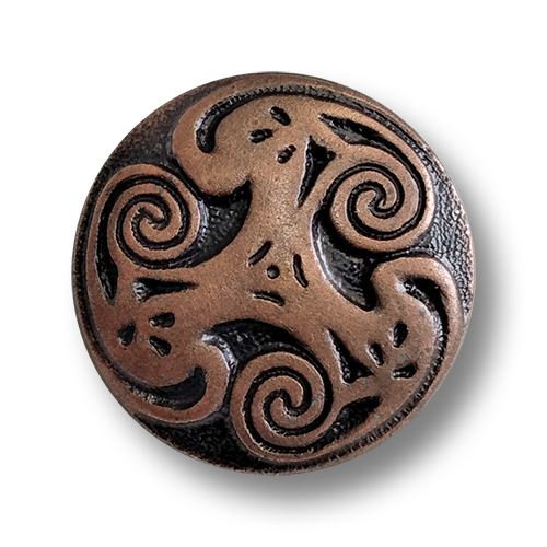 www.knopfparadies.de - 6659ku - Altkupferfarbene Kunststoffknöpfe mit Spiralmuster
