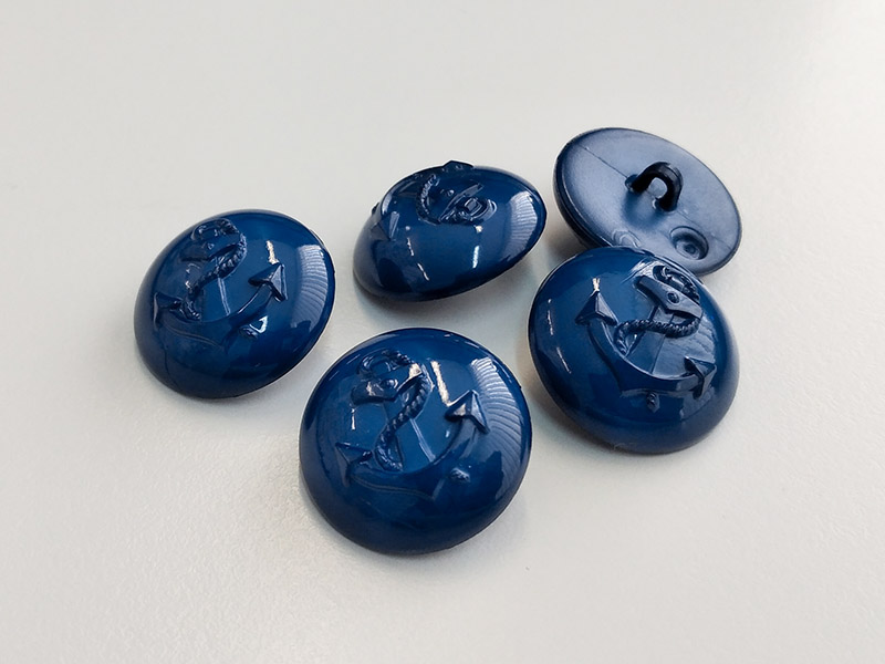 www.knopfparadies.de - 4540bl - Dunkelblaue Kunststoffknöpfe mit maritimen Motiv