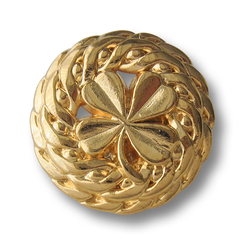 Sehr elegante goldfarbene Metall Ösen Knöpfe mit Klee