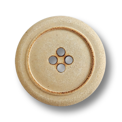 www.knopfparadies.de - 6356be - Beige Kunststoffknöpfe mit vier Löchern