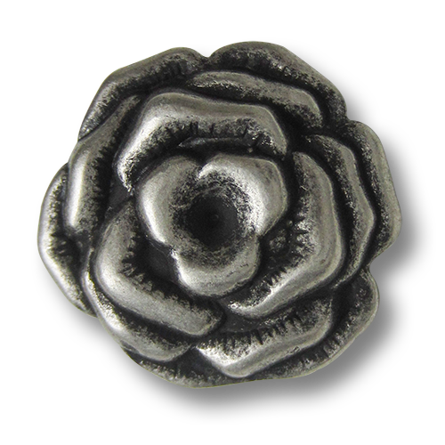 www.Knopfparadies.de - 5873as - Wunderschöne silberne Metallknöpfe mit Rosen Motiv