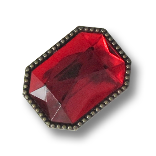 www.knopfparadies.de - 5453mr - Funkelnde Schmuckknöpfe mit rotem Glitzerstein