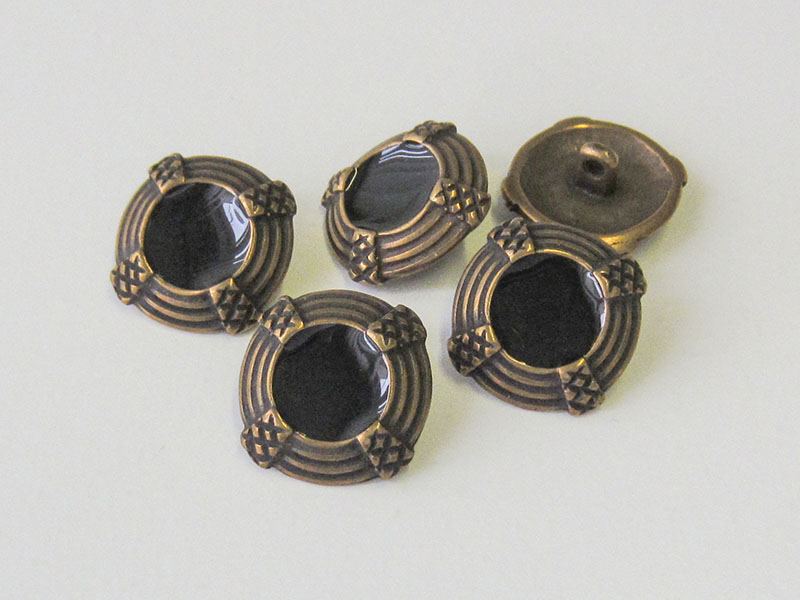 www.Knopfparadies.de - 0144me - Edle Designerknöpfe aus Metall in Schwarz & Messing