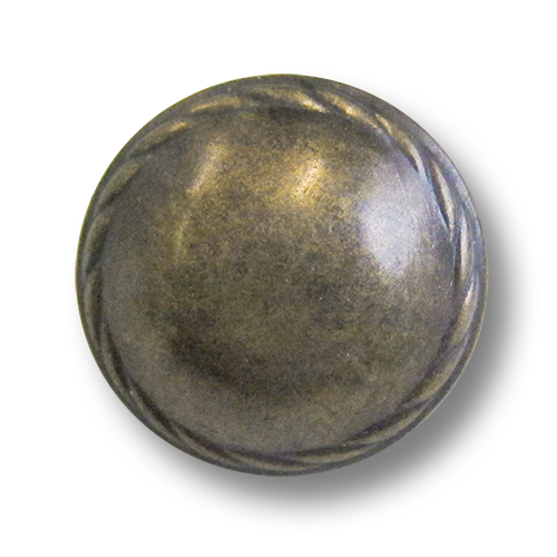www.Knopfparadies.de - j030am - Gewölbte Ösenknöpfe aus Metall in Altmessing mit edlem Zierband