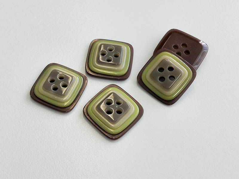 www.knopfparadies.de - 0103gn - Hübsche Retro Knöpfe aus Kunststoff